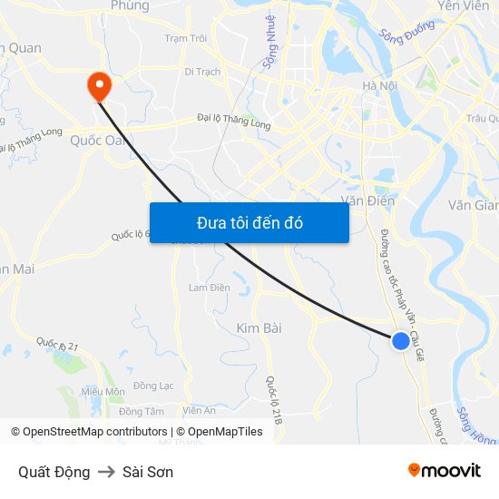 Quất Động to Sài Sơn map