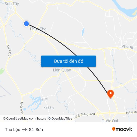 Thọ Lộc to Sài Sơn map