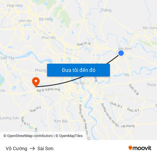 Võ Cường to Sài Sơn map