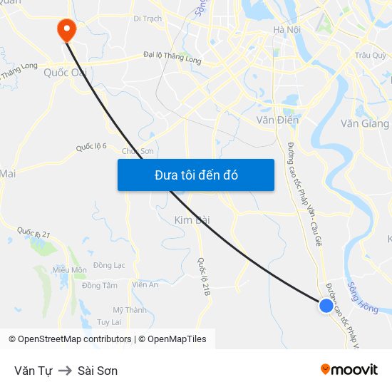 Văn Tự to Sài Sơn map