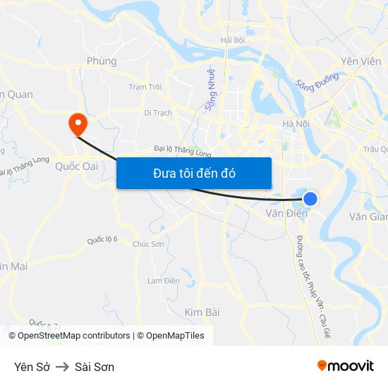 Yên Sở to Sài Sơn map