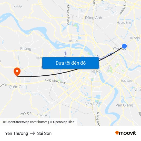 Yên Thường to Sài Sơn map