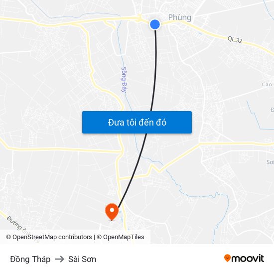 Đồng Tháp to Sài Sơn map