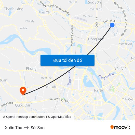 Xuân Thu to Sài Sơn map