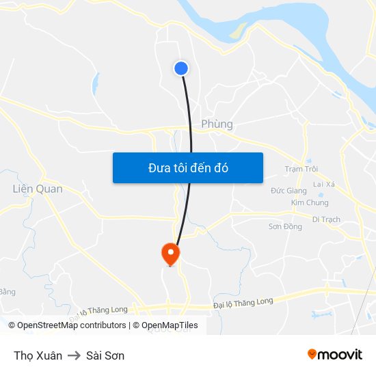 Thọ Xuân to Sài Sơn map