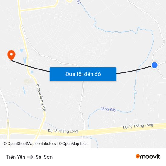 Tiền Yên to Sài Sơn map