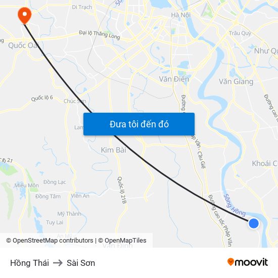 Hồng Thái to Sài Sơn map