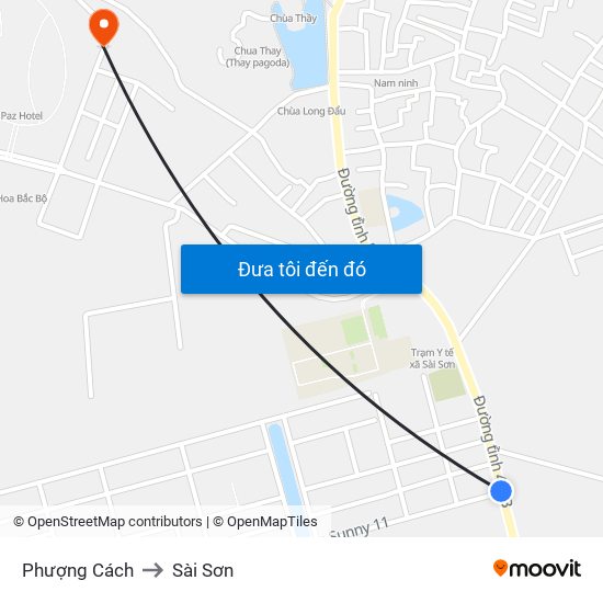 Phượng Cách to Sài Sơn map