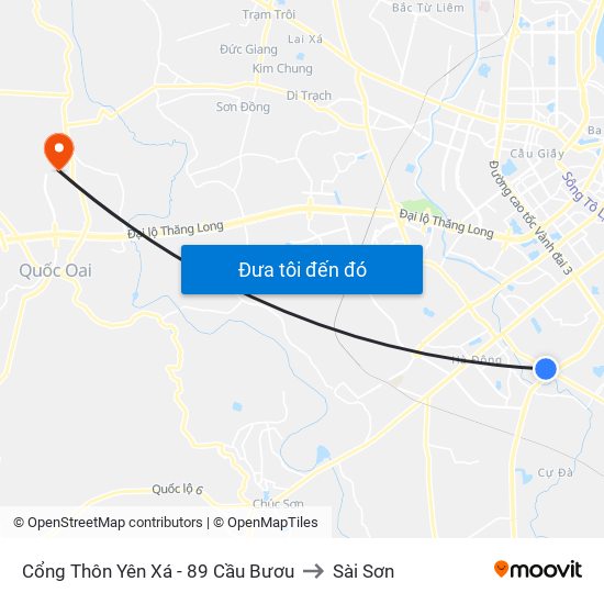 Cổng Thôn Yên Xá - 89 Cầu Bươu to Sài Sơn map
