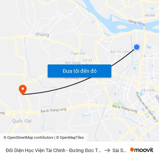 Đối Diện Học Viện Tài Chính - Đường Đức Thắng to Sài Sơn map