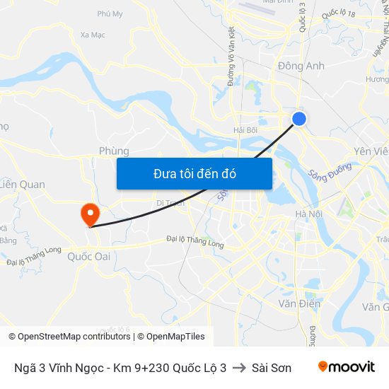 Ngã 3 Vĩnh Ngọc - Km 9+230 Quốc Lộ 3 to Sài Sơn map