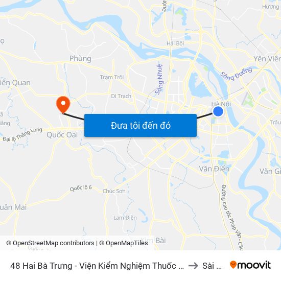 48 Hai Bà Trưng - Viện Kiểm Nghiệm Thuốc Trung Ương to Sài Sơn map