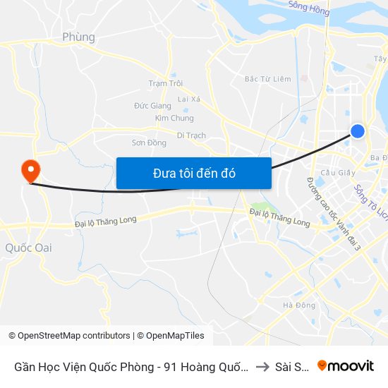 Gần Học Viện Quốc Phòng - 91 Hoàng Quốc Việt to Sài Sơn map