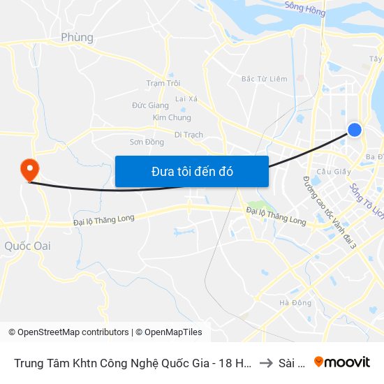Trung Tâm Khtn Công Nghệ Quốc Gia - 18 Hoàng Quốc Việt to Sài Sơn map