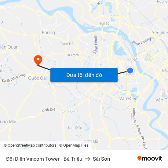 Đối Diện Vincom Tower - Bà Triệu to Sài Sơn map