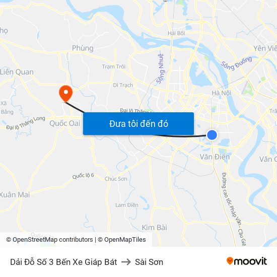 Dải Đỗ Số 3 Bến Xe Giáp Bát to Sài Sơn map