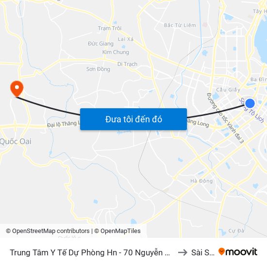 Trung Tâm Y Tế Dự Phòng Hn - 70 Nguyễn Chí Thanh to Sài Sơn map