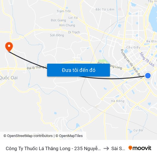 Công Ty Thuốc Lá Thăng Long - 235 Nguyễn Trãi to Sài Sơn map