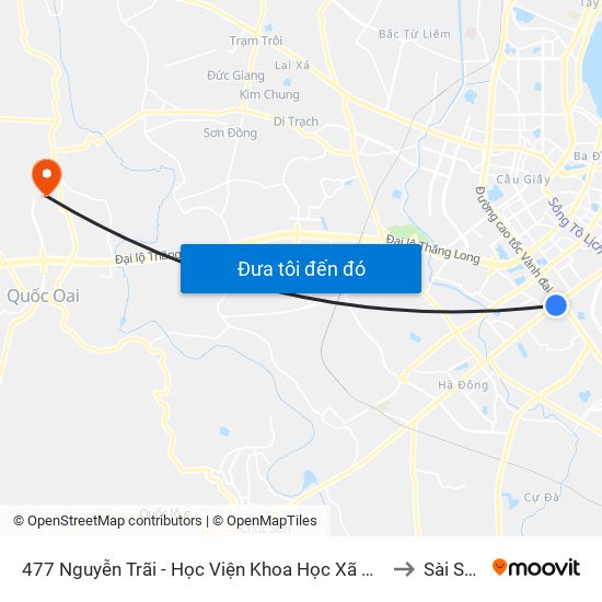 477 Nguyễn Trãi - Học Viện Khoa Học Xã Hội to Sài Sơn map