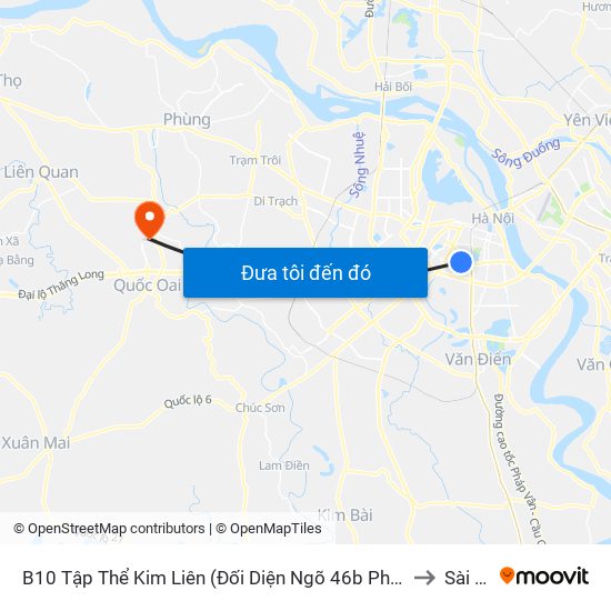 B10 Tập Thể Kim Liên (Đối Diện Ngõ 46b Phạm Ngọc Thạch) to Sài Sơn map