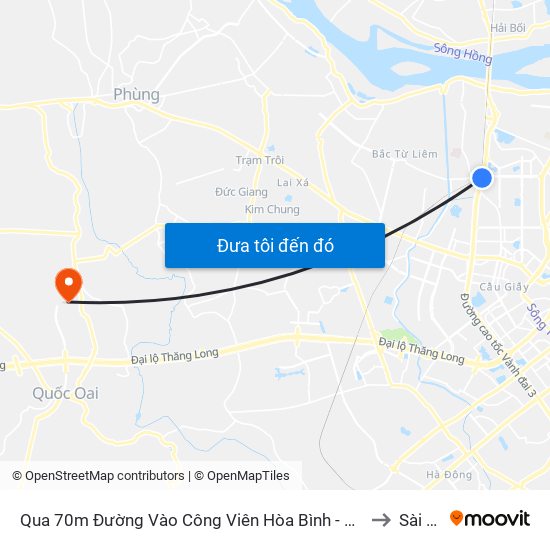 Qua 70m Đường Vào Công Viên Hòa Bình - Phạm Văn Đồng to Sài Sơn map