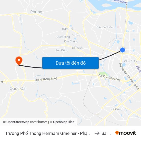 Trường Phổ Thông Hermam Gmeiner - Phạm Văn Đồng to Sài Sơn map