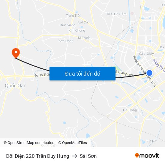 Đối Diện 220 Trần Duy Hưng to Sài Sơn map