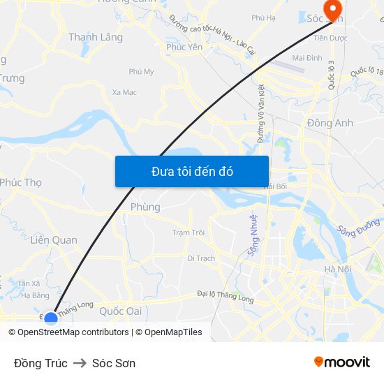 Đồng Trúc to Sóc Sơn map
