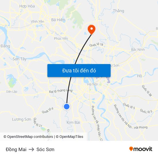 Đồng Mai to Sóc Sơn map