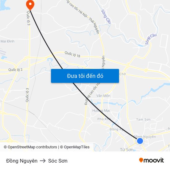 Đồng Nguyên to Sóc Sơn map