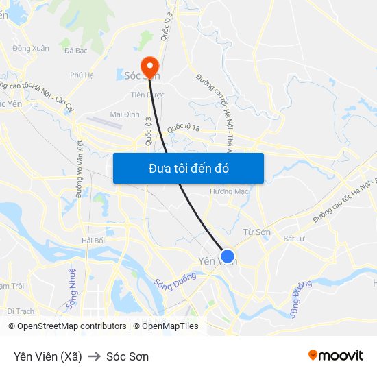 Yên Viên (Xã) to Sóc Sơn map