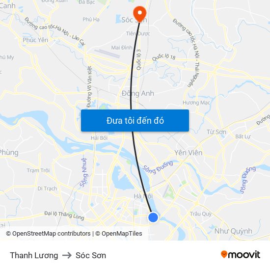 Thanh Lương to Sóc Sơn map