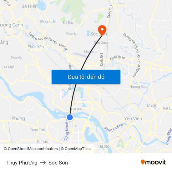 Thụy Phương to Sóc Sơn map