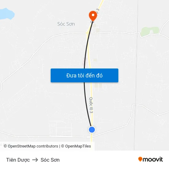 Tiên Dược to Sóc Sơn map