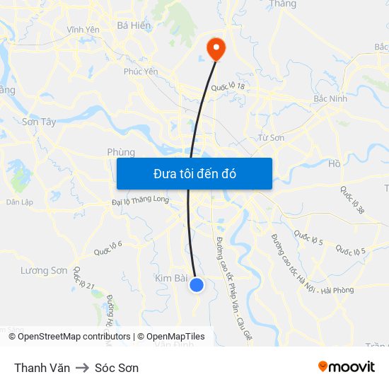 Thanh Văn to Sóc Sơn map