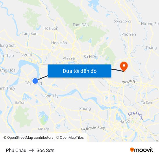 Phú Châu to Sóc Sơn map