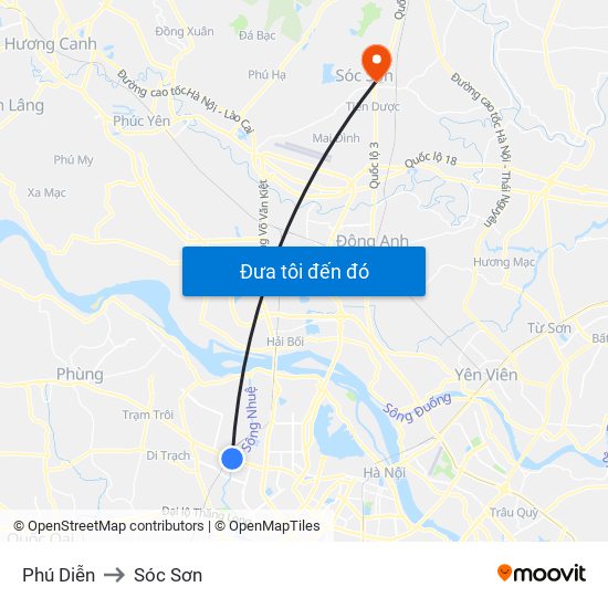 Phú Diễn to Sóc Sơn map