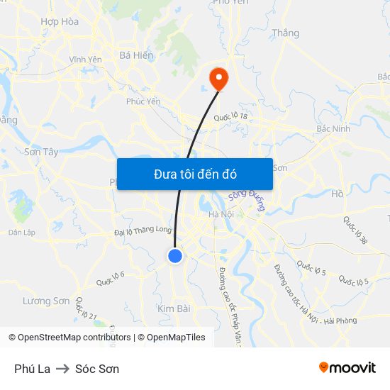 Phú La to Sóc Sơn map