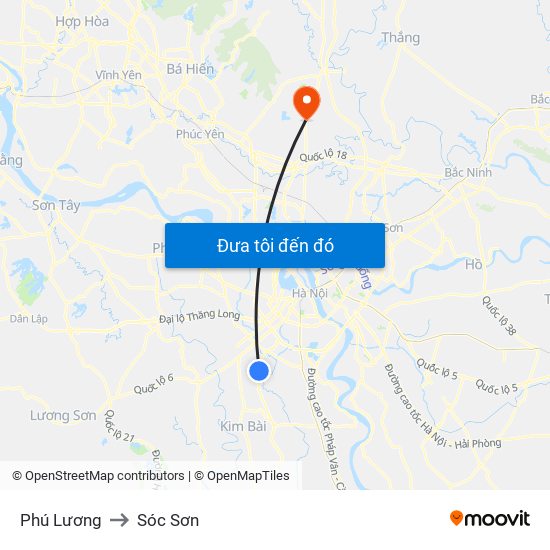 Phú Lương to Sóc Sơn map