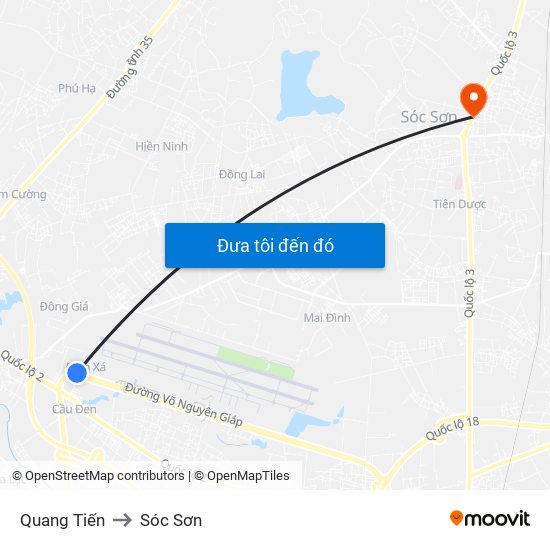 Quang Tiến to Sóc Sơn map