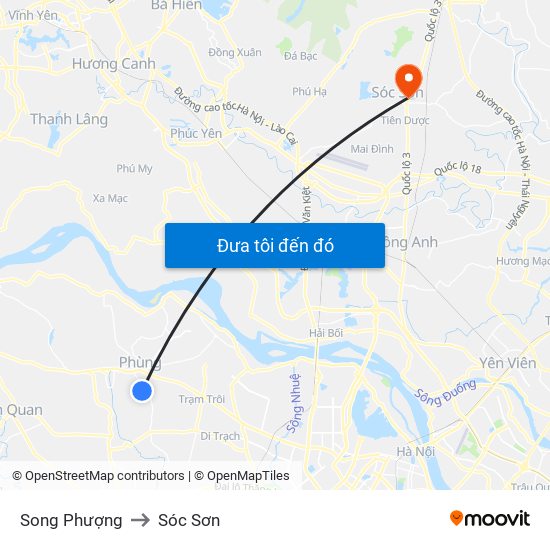 Song Phượng to Sóc Sơn map