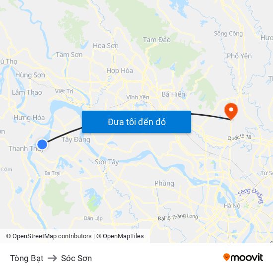 Tòng Bạt to Sóc Sơn map