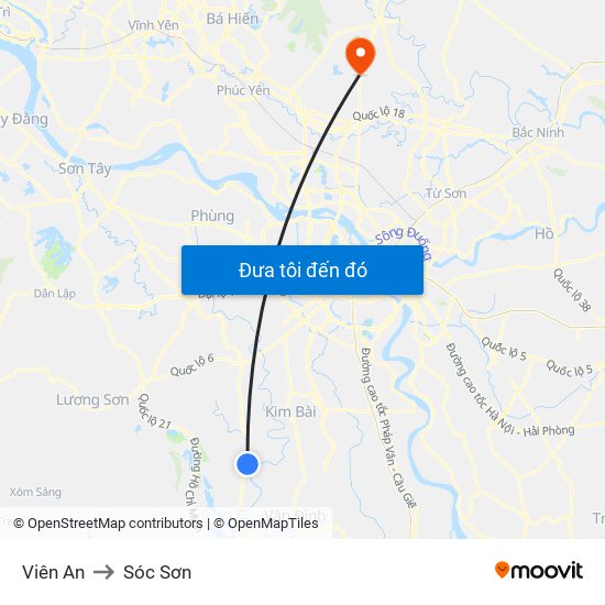 Viên An to Sóc Sơn map