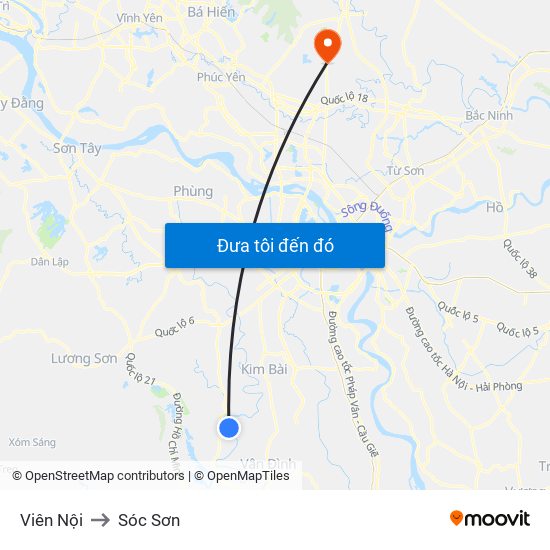 Viên Nội to Sóc Sơn map
