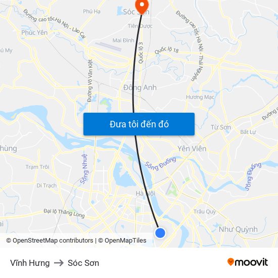 Vĩnh Hưng to Sóc Sơn map