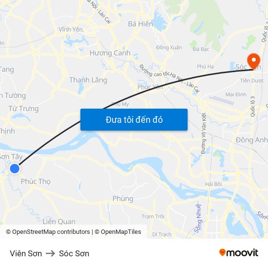 Viên Sơn to Sóc Sơn map