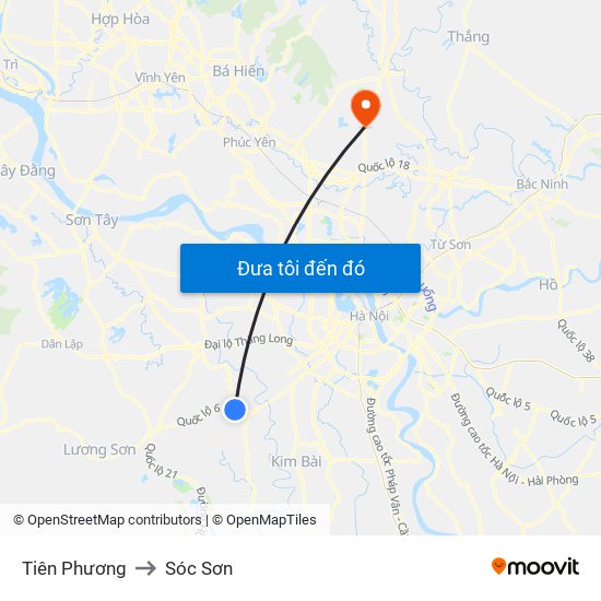 Tiên Phương to Sóc Sơn map