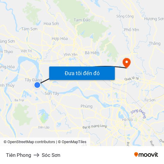 Tiên Phong to Sóc Sơn map