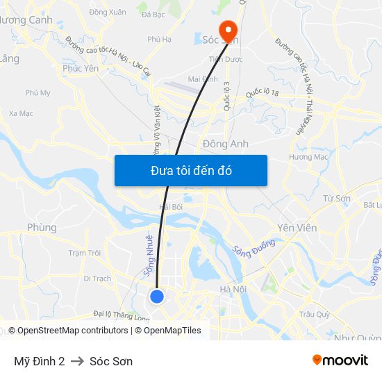 Mỹ Đình 2 to Sóc Sơn map