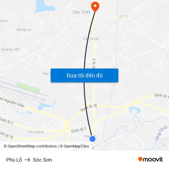 Phù Lỗ to Sóc Sơn map